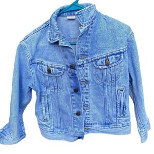 Vintage 80s Lee Riders bleach denim Jean Jacket Size Youth Medium